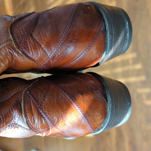 Vintage Hondo Brown Boots Exotic Eel Skin Woman's 7 - Picture 8 of 8
